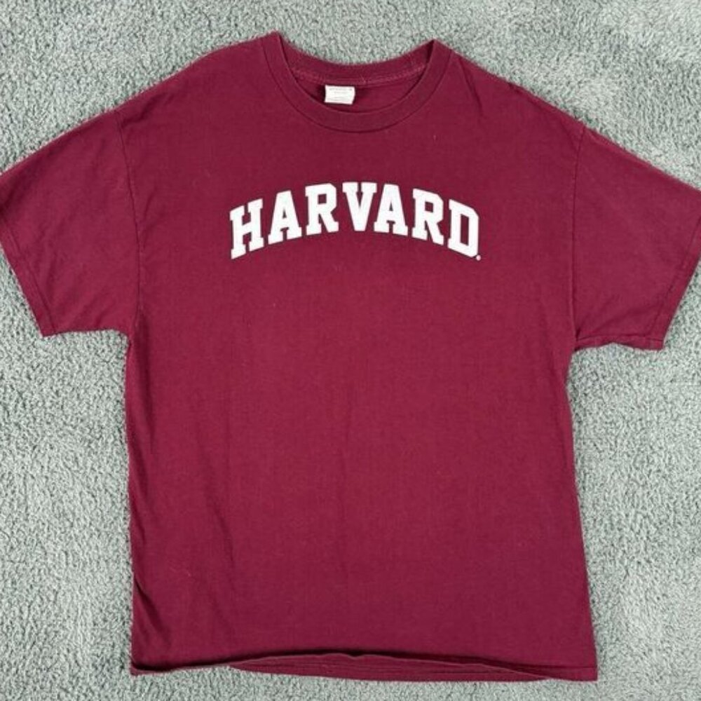 Harvard Shirt Large Maroon‎ Short Sleeve Crew Neck Single Stitch Hanes